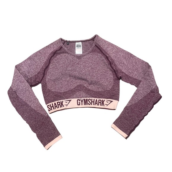 Gymshark Flex Longsleeve Crop Top – Dark Ruby, Size Medium - Picture 3 of 4